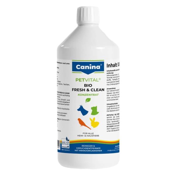 Canina Petvital Bio Fresh & Clean smaku un traipu noņēmējs dzīvnieku videi koncentrāts 1 L